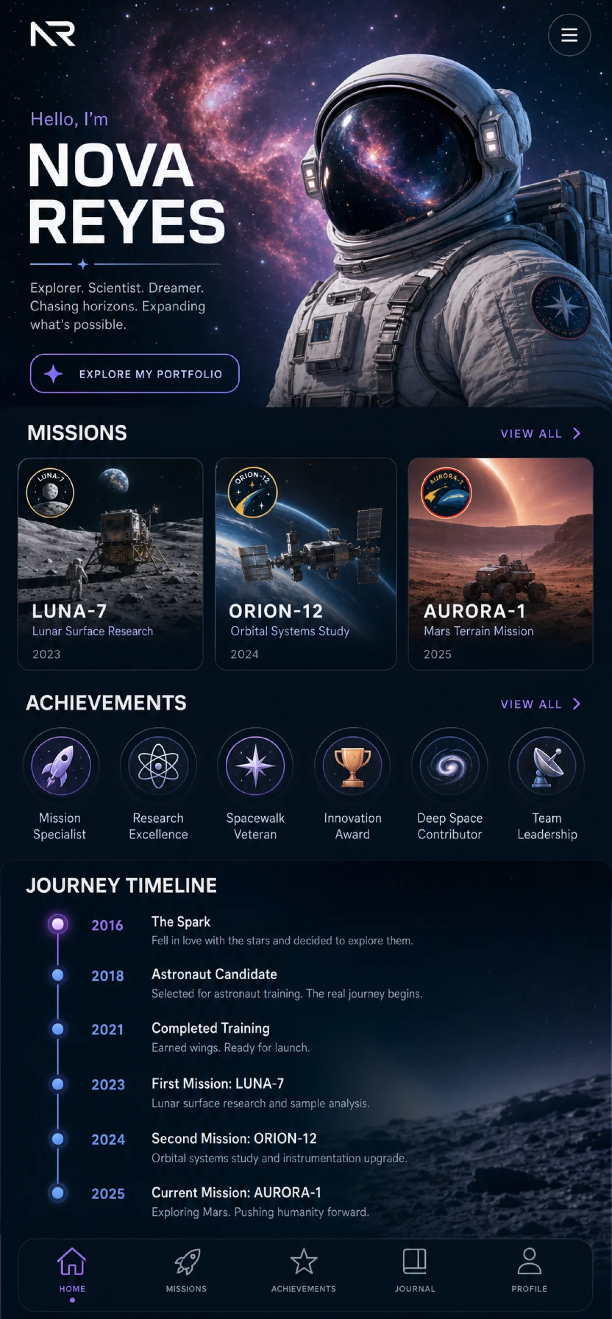 Astronaut portfolio example